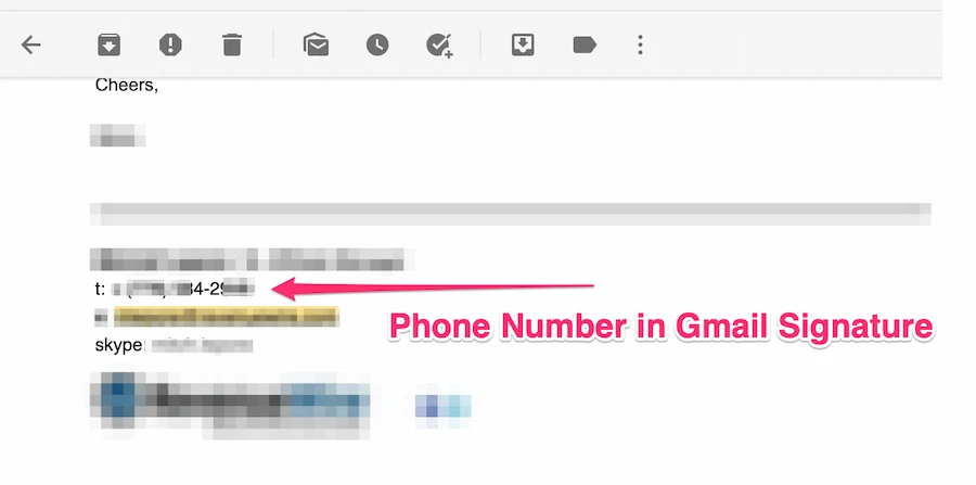 Finding a cell number through Gmail by looking at email signatures