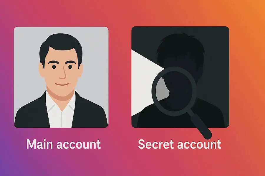 Visual representation of searching for a secret or hidden Instagram account.