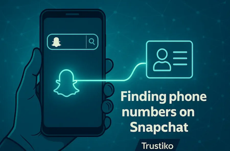 Trustiko illustration showing finding phone numbers on Snapchat