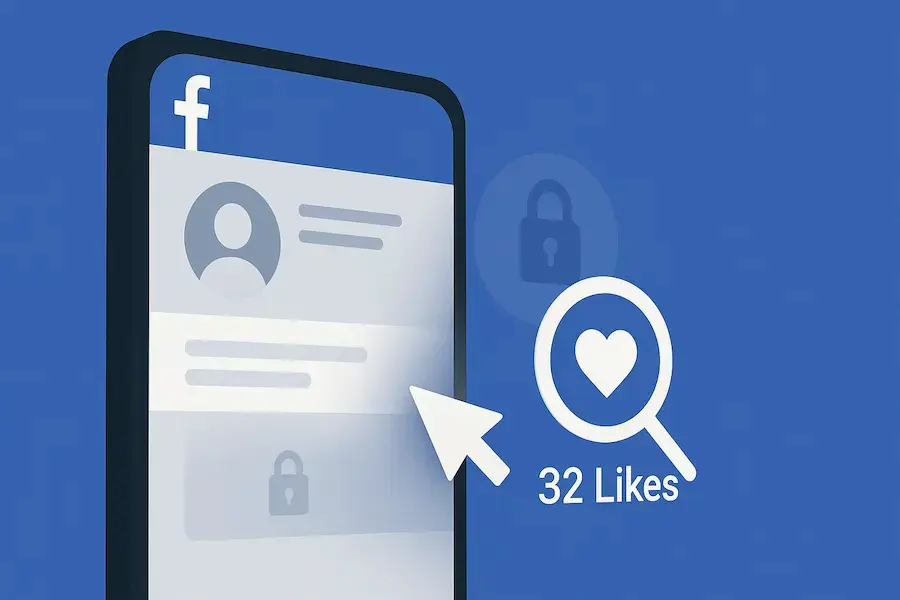 Visual guide on how to find a user's liked photos and interactions on Facebook.