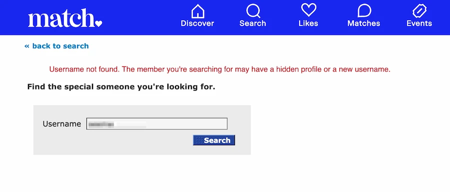 Searching Match.com without logging