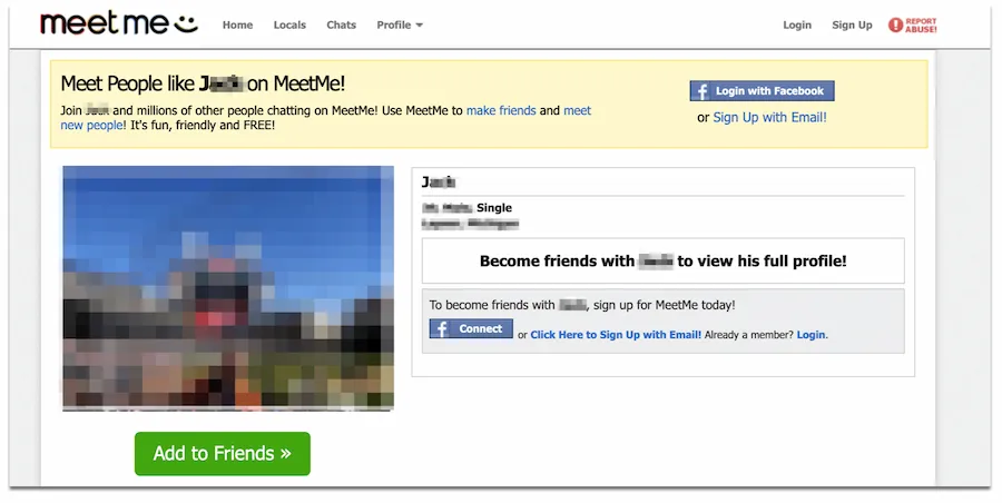 Meetme account found