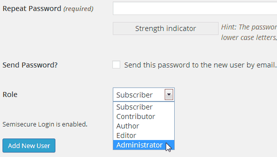 how to create new user in WordPress