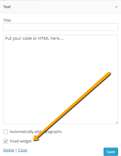 Make a fixed widget in the Sidebar