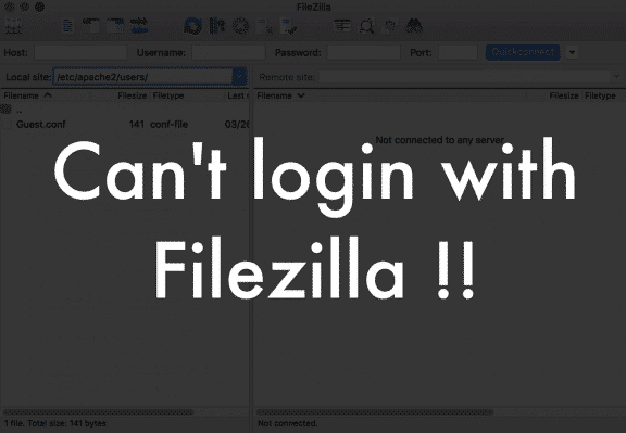 can't login with filezilla and unable to upload files
