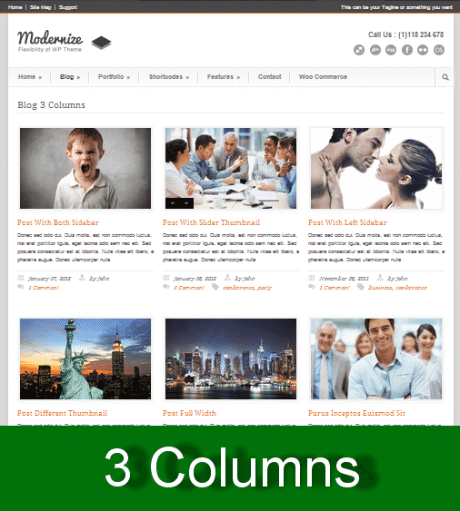 3 columns wordpress theme