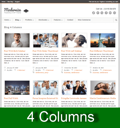4 columns wordpress themes