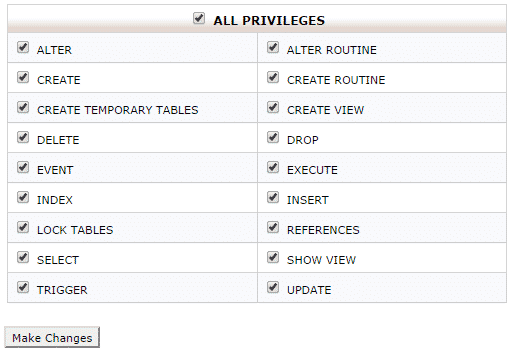 Edit MySQL User Privileges
