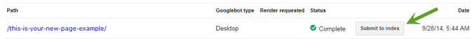 Indexing a new page