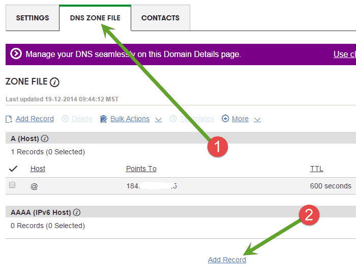 DNS on GoDaddy