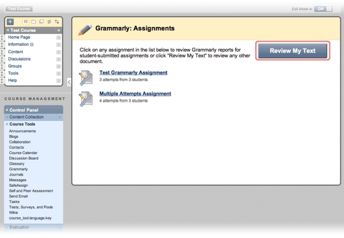 Assignments submitted by students