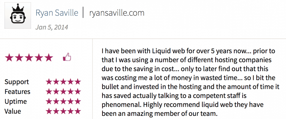 Liquid Web customer testimonials