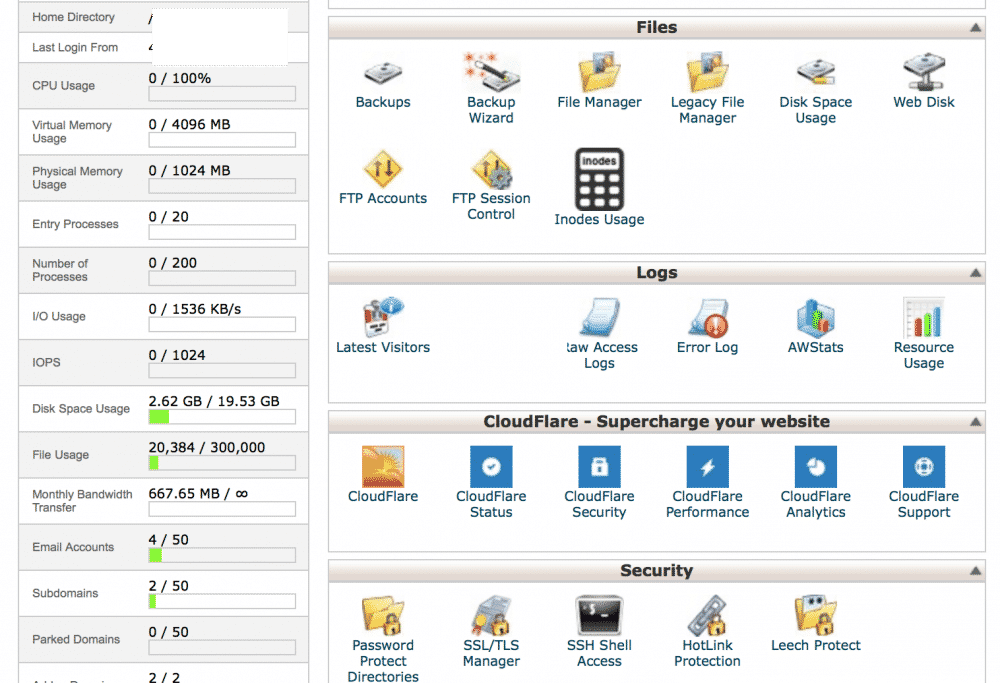 cPanel stats