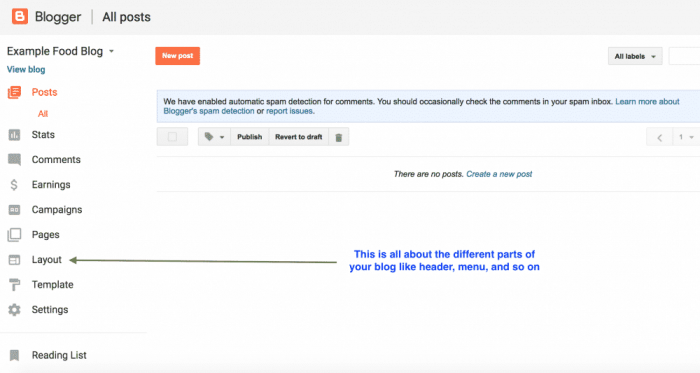 Blog layout menu