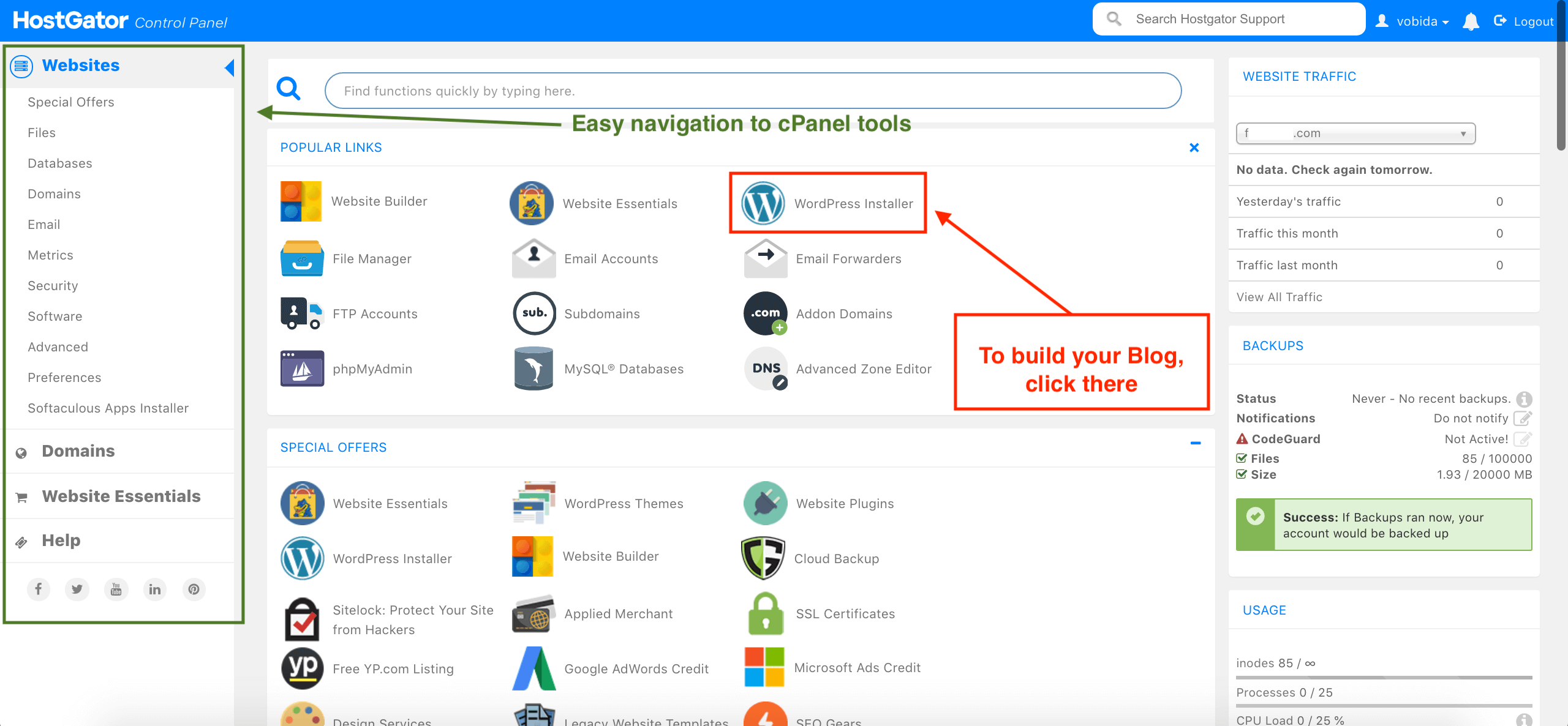 Hostgator cPanel