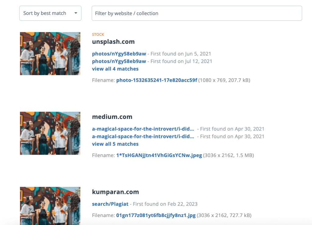 TinEye search results
