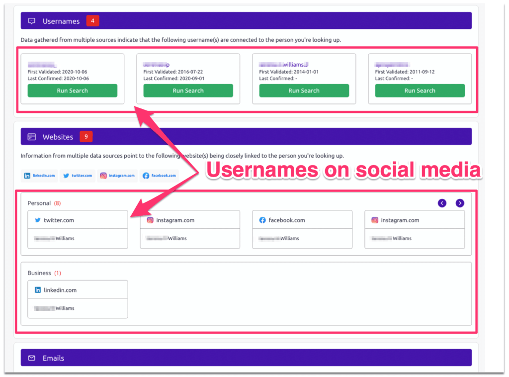 Usernames on social media from a photo