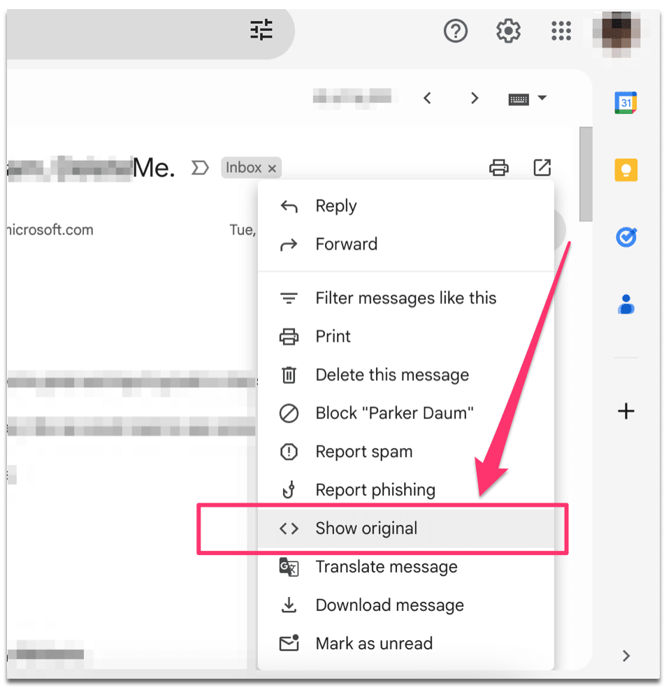 Viewing original email
