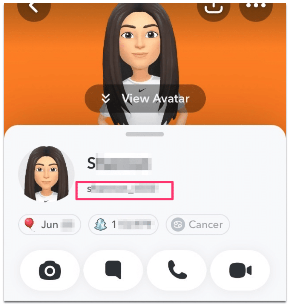A Snap username example