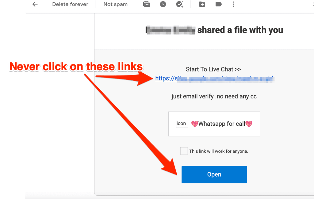 Example of spam dating email